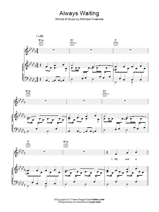Michael Kiwanuka Always Waiting Sheet Music