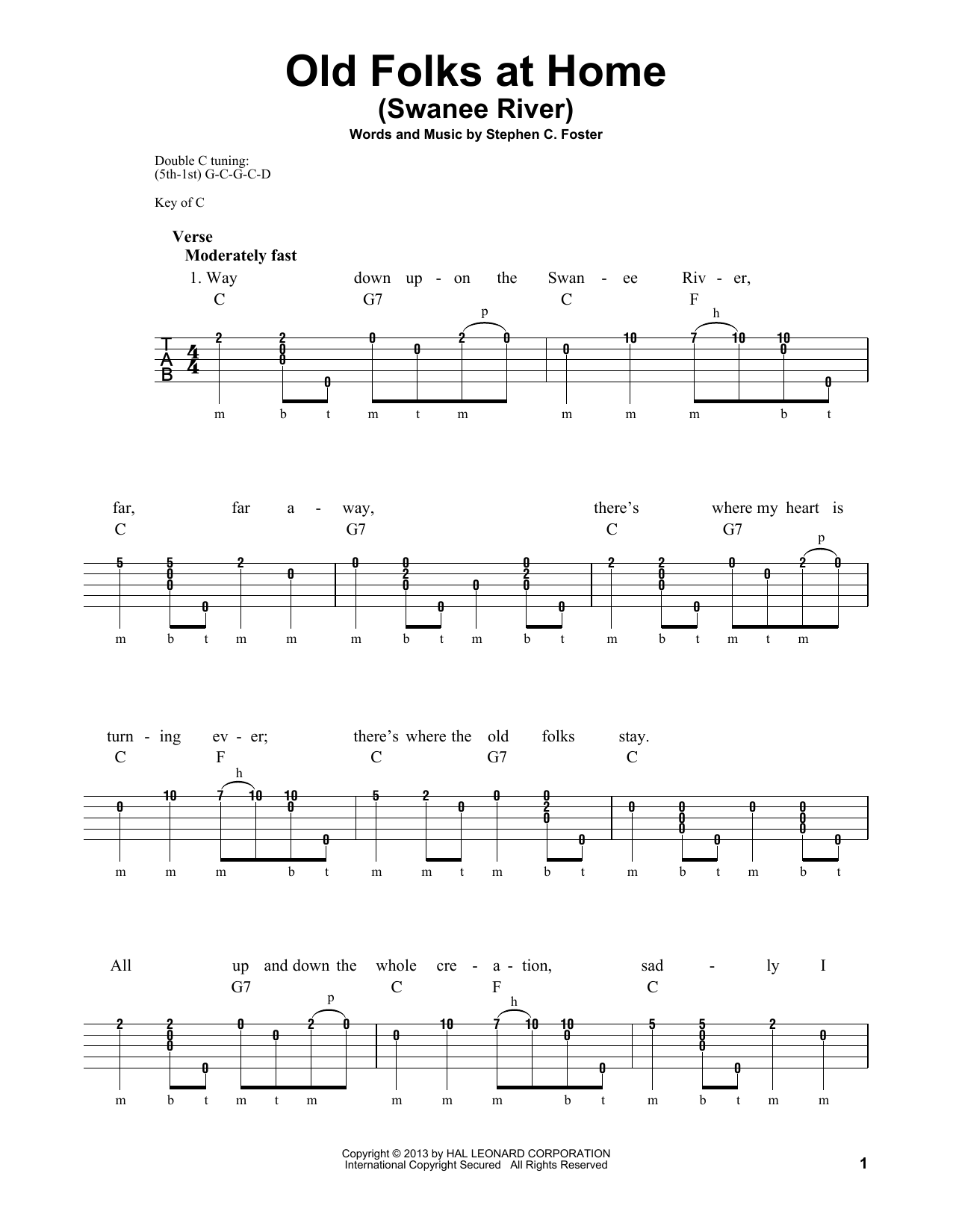 Michael Miles Old Folks At Home (Swanee River) Sheet Music