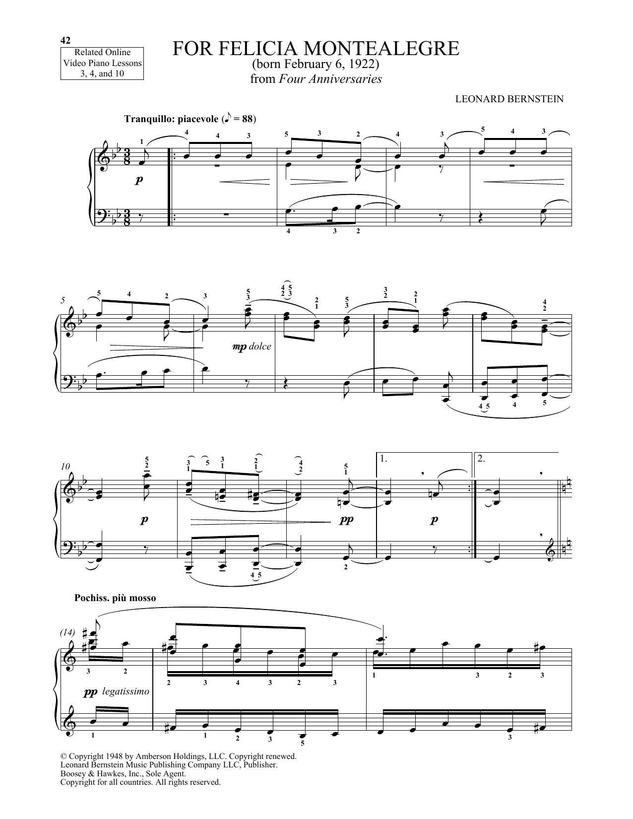 Michael Mizrahi For Felicia Montealegre Sheet Music