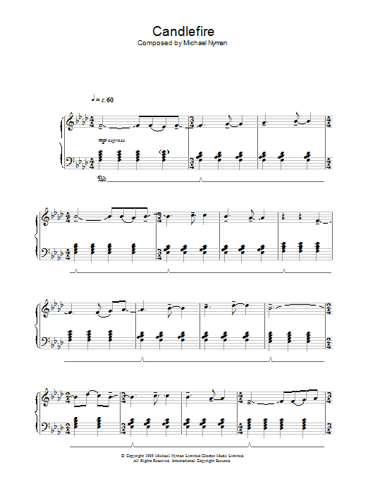 Michael Nyman Candlefire (from The Diary Of Anne Frank) Sheet Music