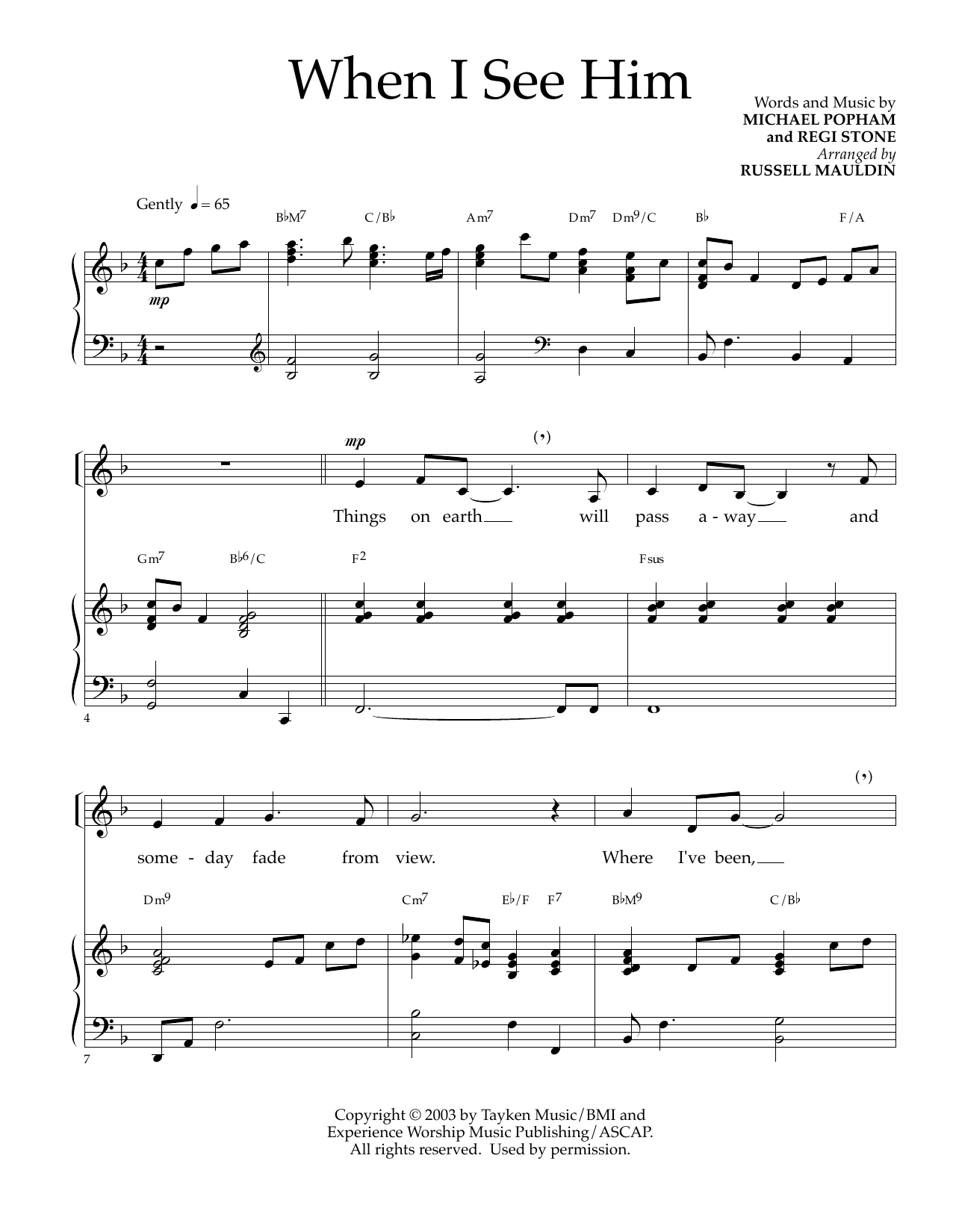 Michael Popham and Regi Stone When I See Him (arr. Russell Mauldin) Sheet Music