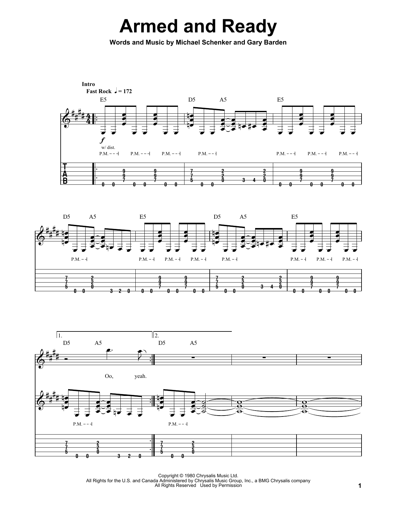 Michael Schenker Group Armed And Ready Sheet Music