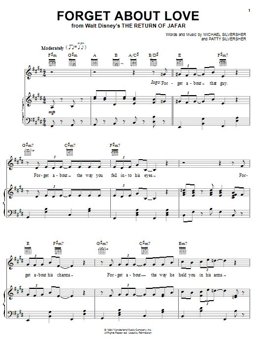 Michael Silversher Forget About Love (from The Return of Jafar) Sheet Music