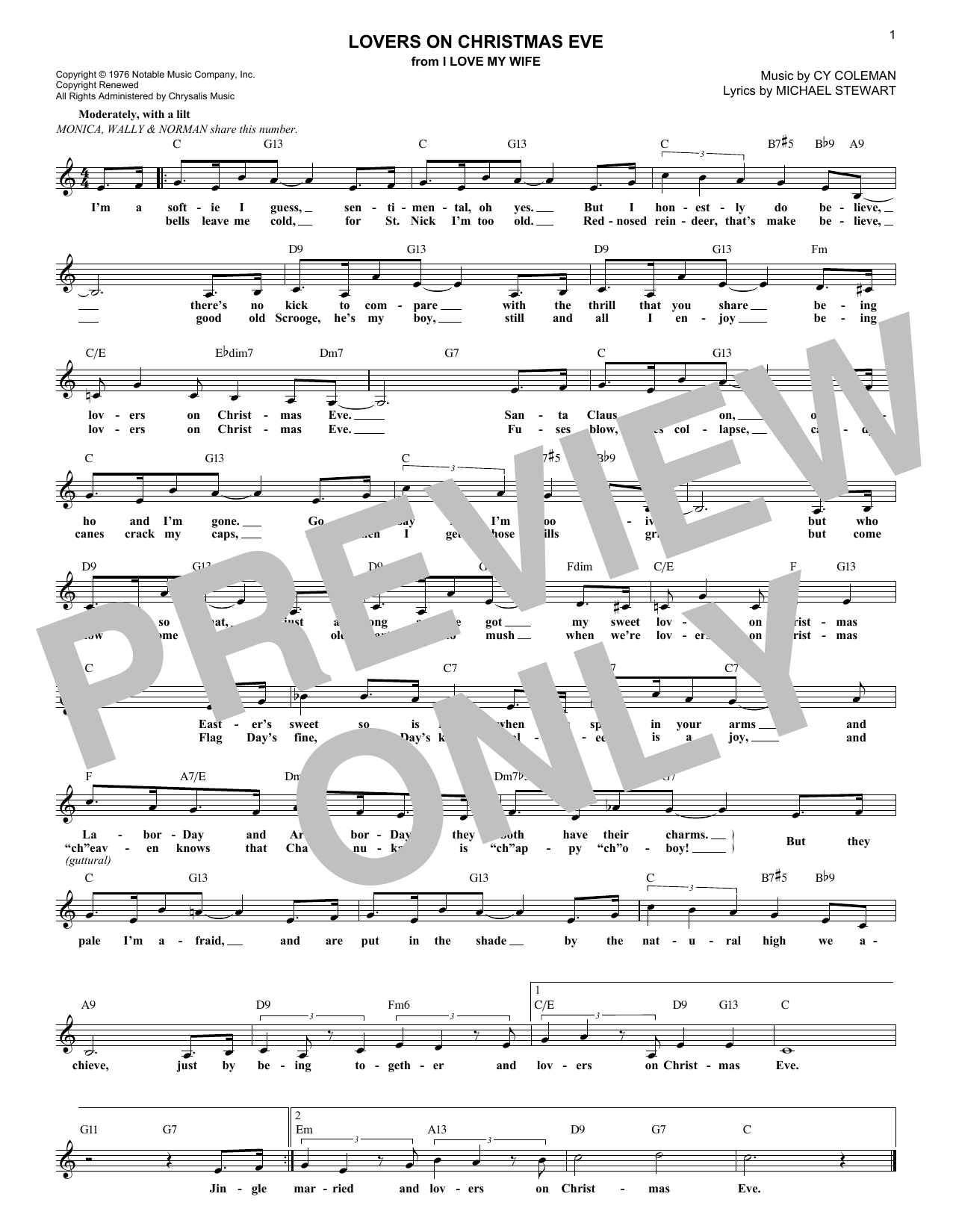Michael Stewart Lovers On Christmas Eve Sheet Music