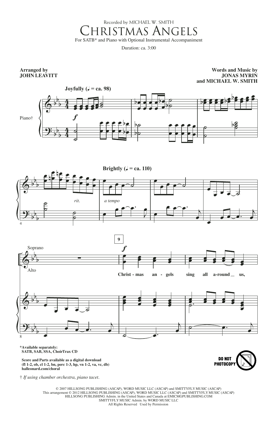 Michael W. Smith Christmas Angels (arr. John Leavitt) Sheet Music