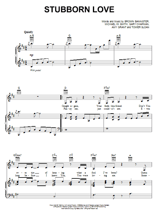 Michael W. Smith Stubborn Love Sheet Music
