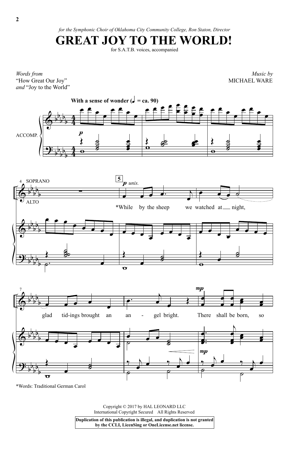 Michael Ware Great Joy To The World Sheet Music