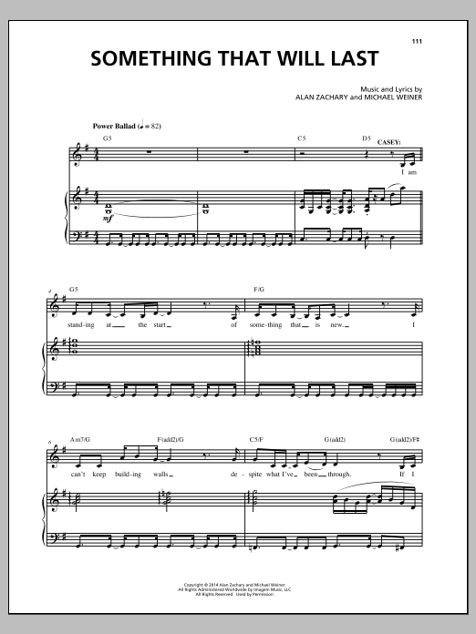 Michael Weiner Something That Will Last Sheet Music