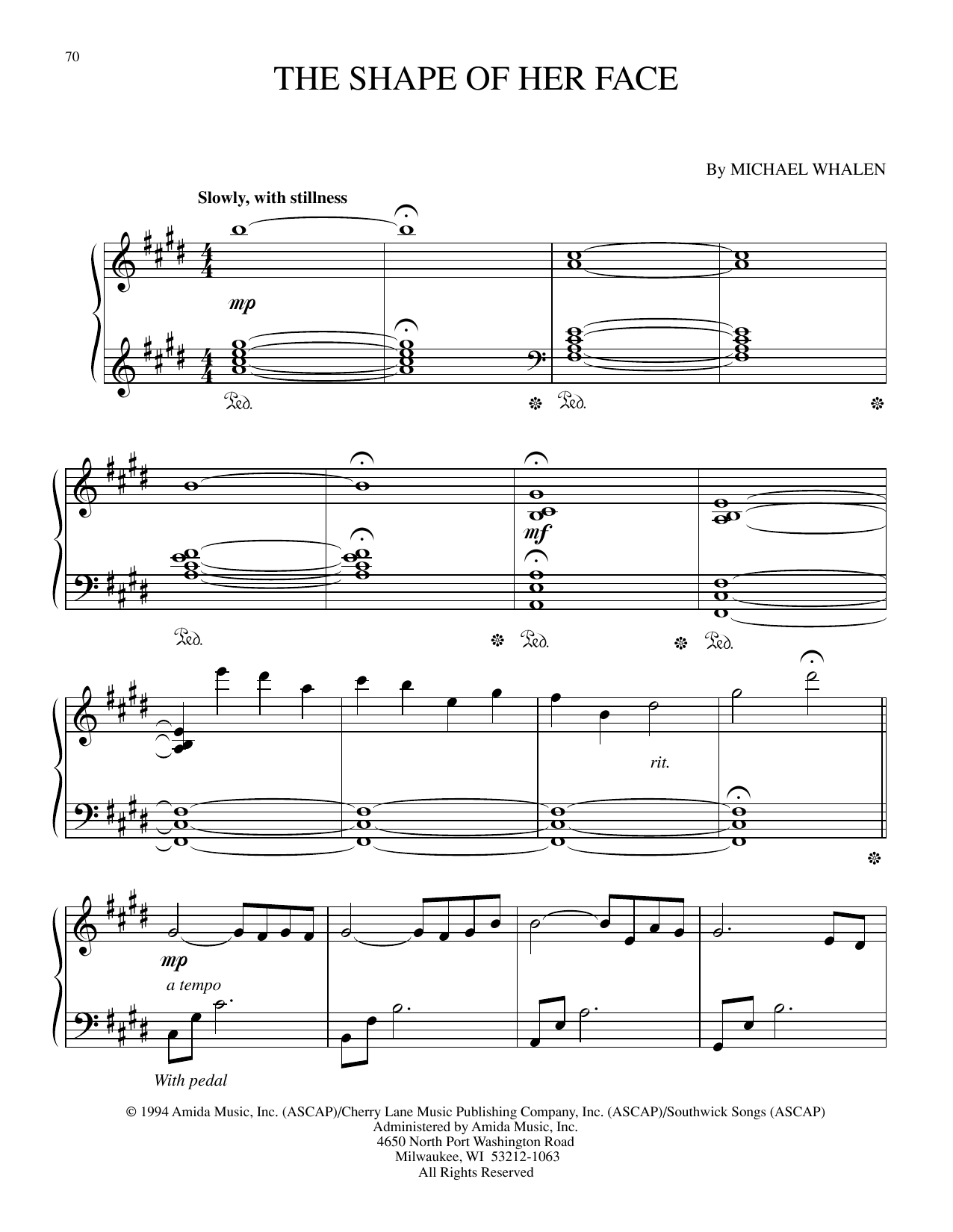 Michael Whalen The Shape Of Her Face Sheet Music