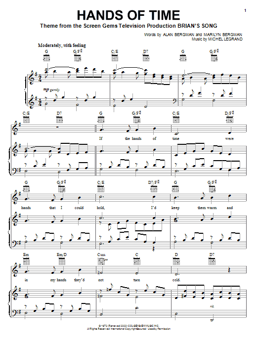 Michel LeGrand Hands Of Time Sheet Music