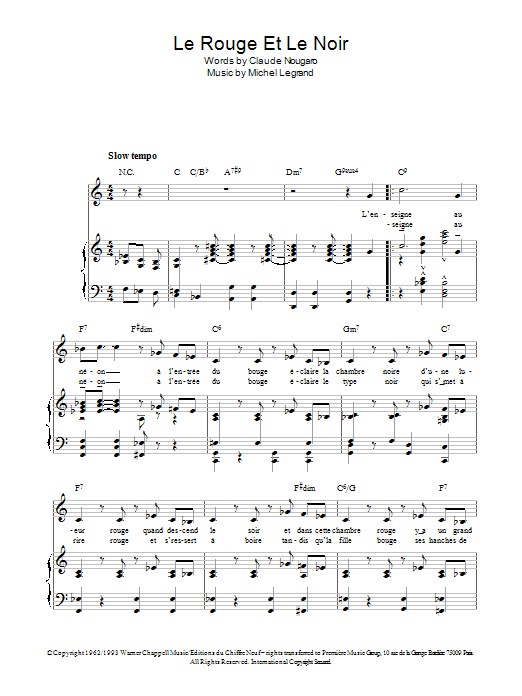 Michel LeGrand Le Rouge Et Le Noir Sheet Music