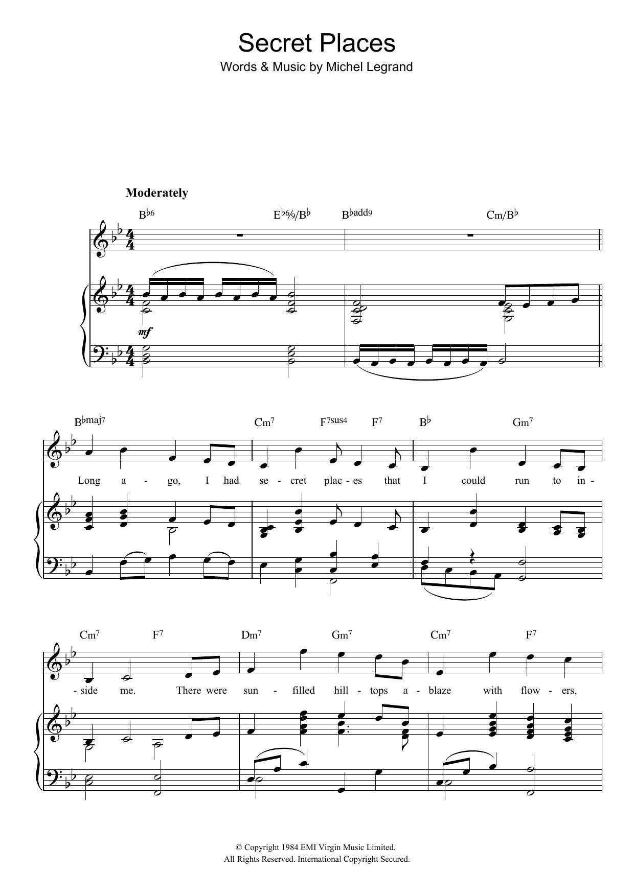 Michel LeGrand Secret Places Sheet Music