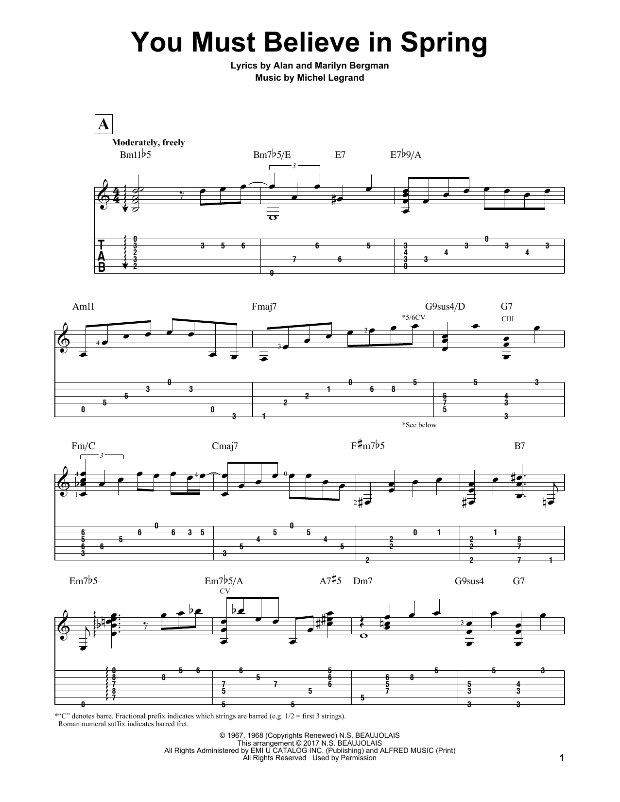 Michel LeGrand You Must Believe In Spring (arr. Matt Otten) Sheet Music