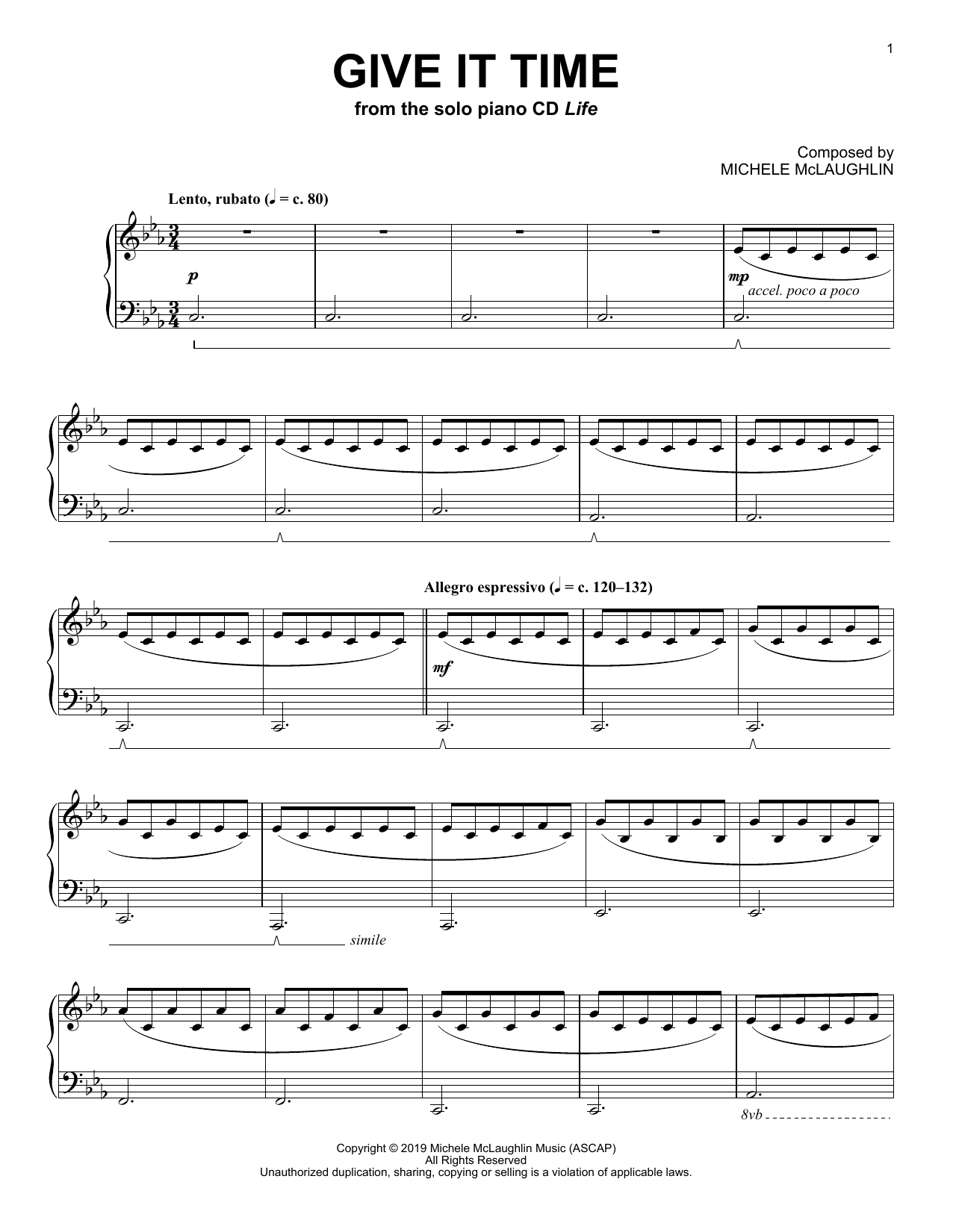 Michele McLaughlin Give It Time Sheet Music