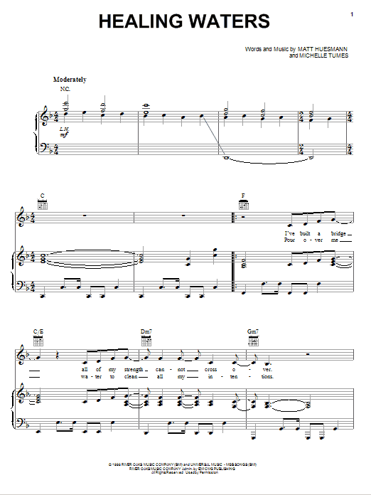 Michelle Tumes Healing Waters Sheet Music