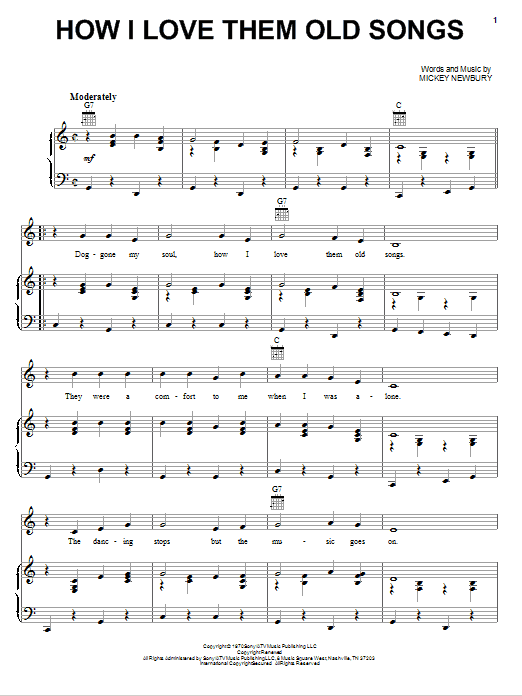 Mickey Newbury How I Love Them Old Songs Sheet Music