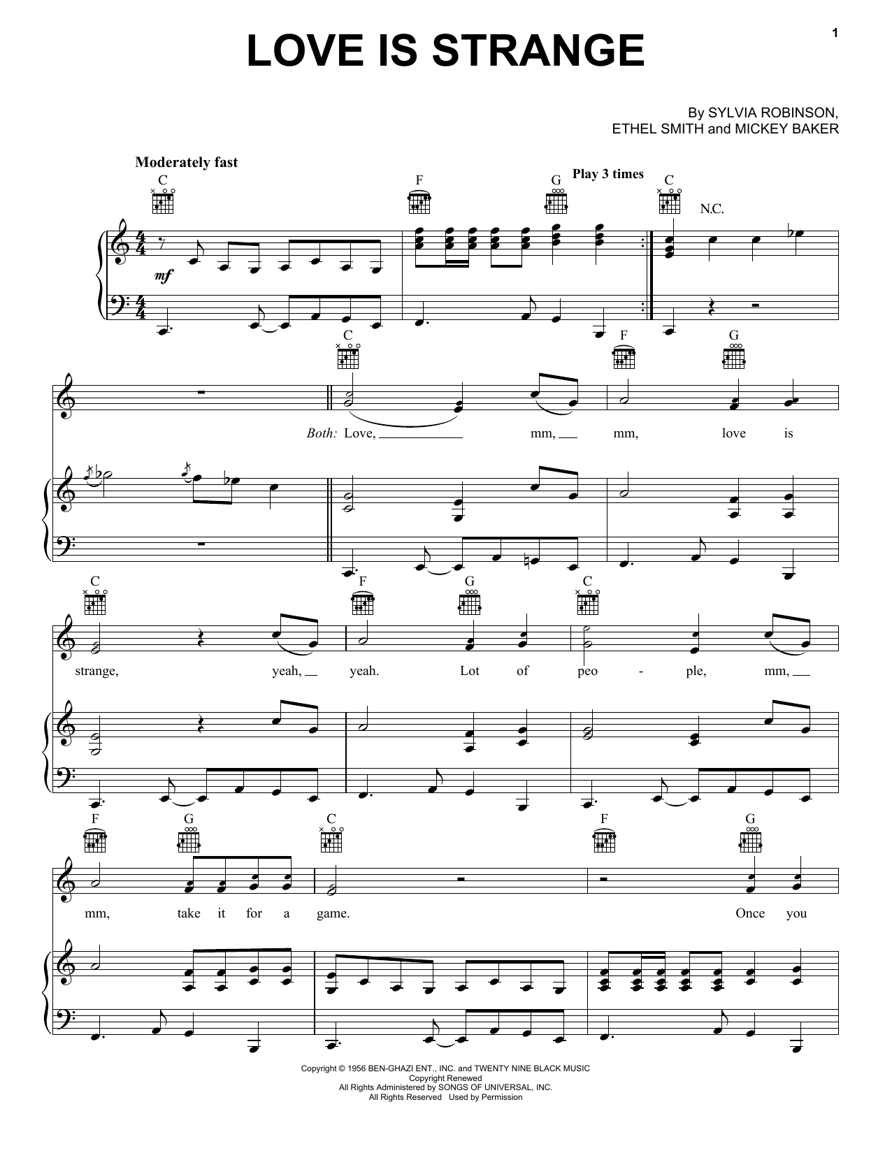 Mickey & Sylvia Love Is Strange Sheet Music