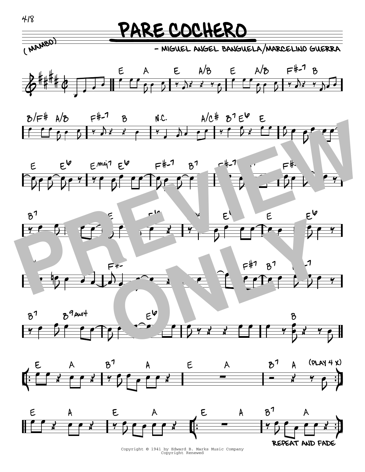 Miguel Angel Banguela Pare Cochero Sheet Music