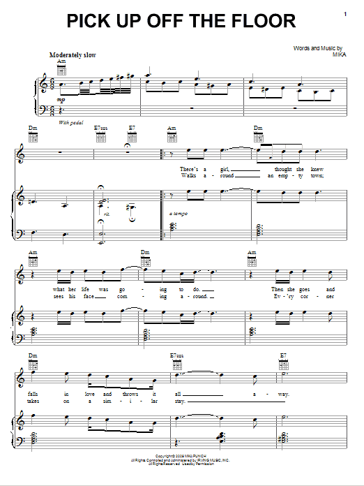 Mika Pick Up Off The Floor Sheet Music