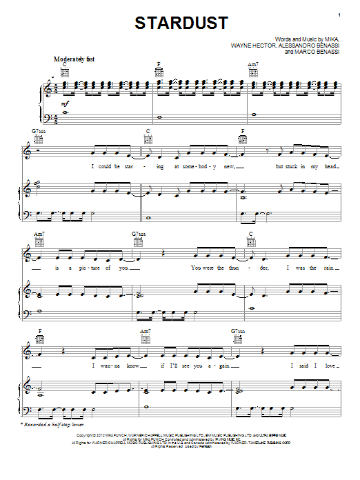 Mika Stardust Sheet Music