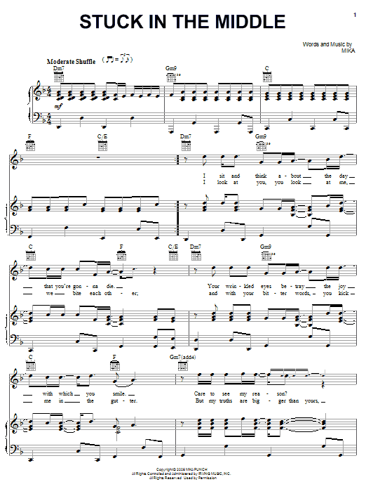 Mika Stuck In The Middle Sheet Music