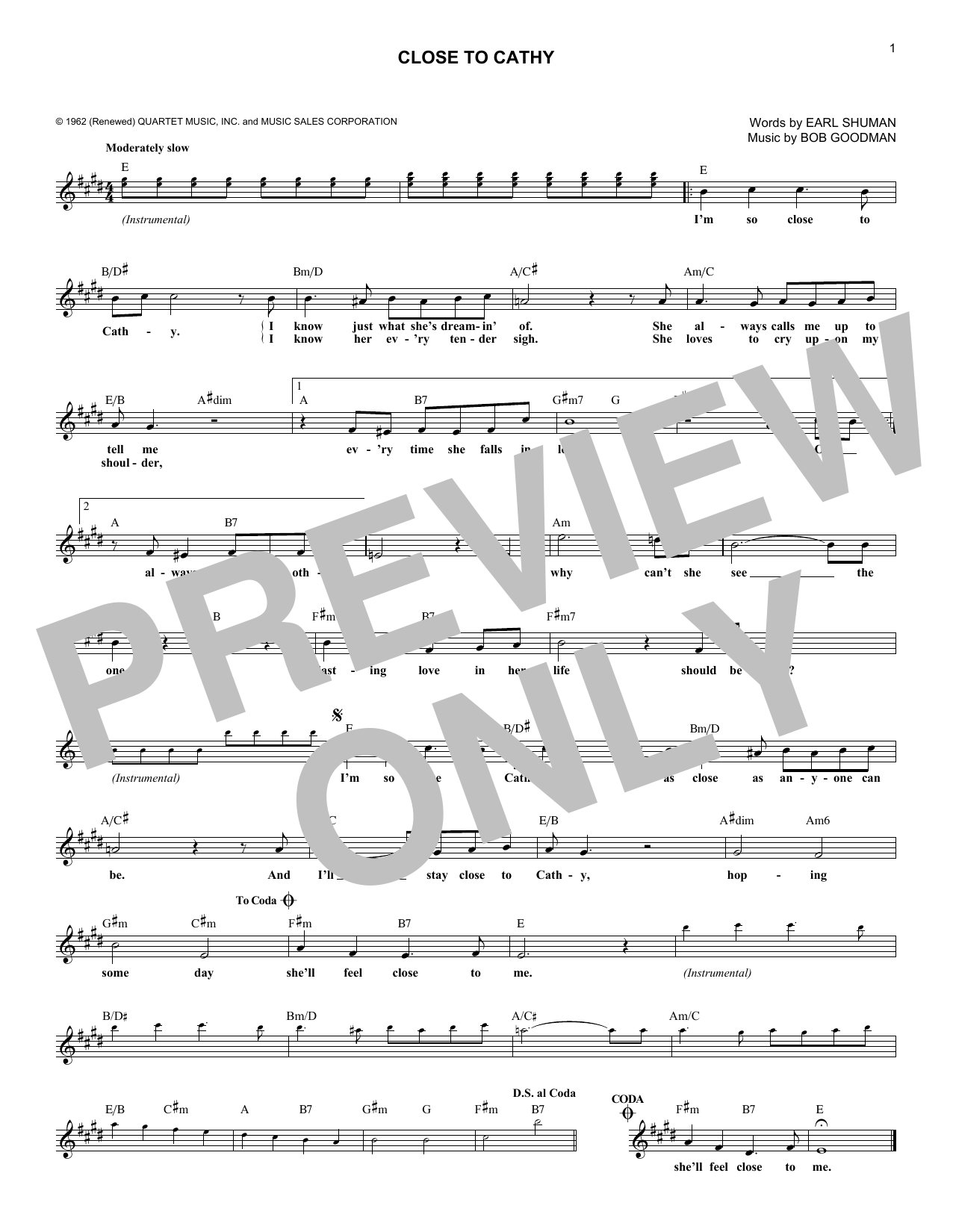 Mike Clifford Close To Cathy Sheet Music