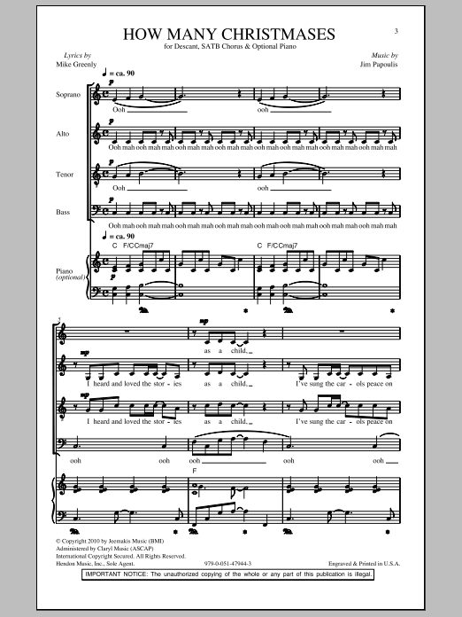 Mike Greenly How Many Christmases Sheet Music
