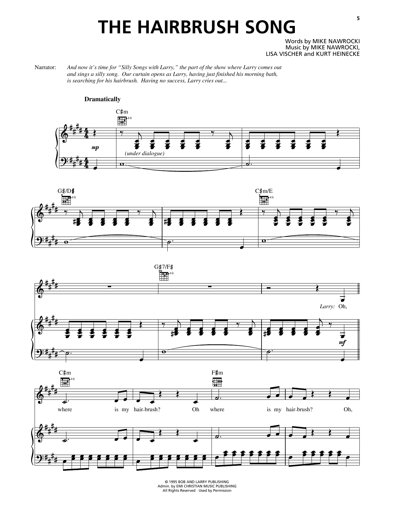 Mike Nawrocki The Hairbrush Song (from VeggieTales) Sheet Music