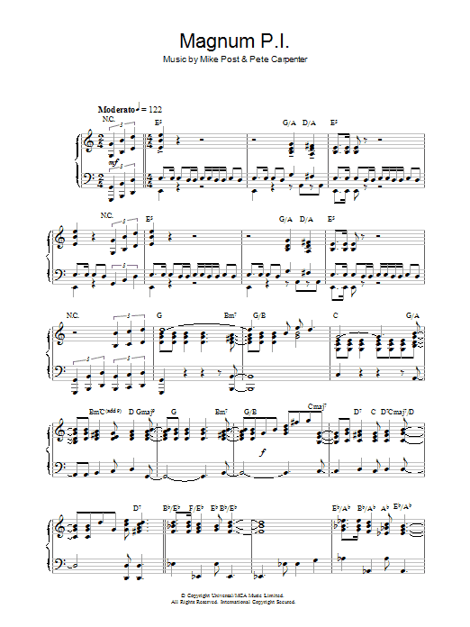 Mike Post Magnum P.I. Sheet Music