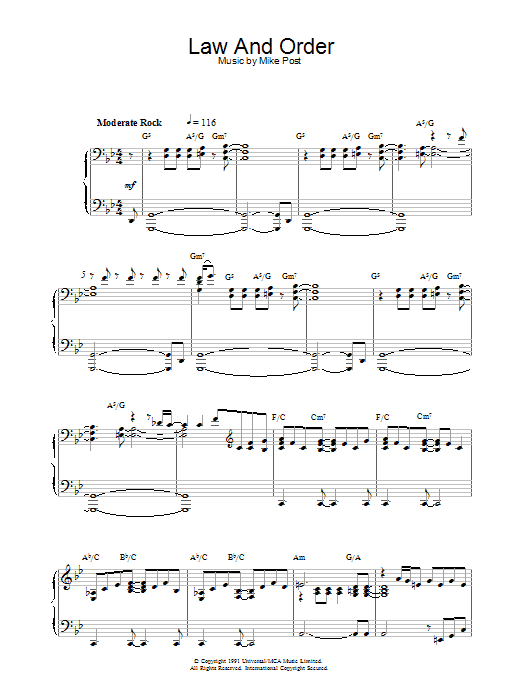 Mike Post Theme from Law And Order Sheet Music