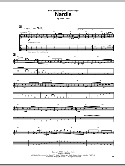 Mike Stern Nardis Sheet Music