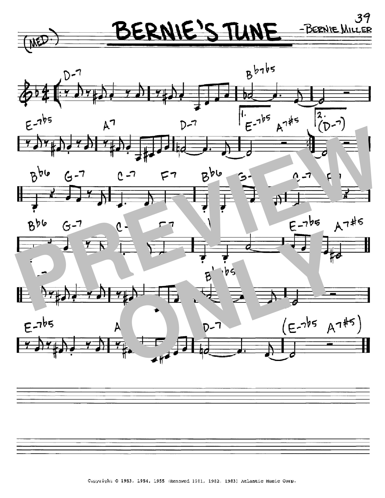 Mike Stoller Bernie's Tune Sheet Music