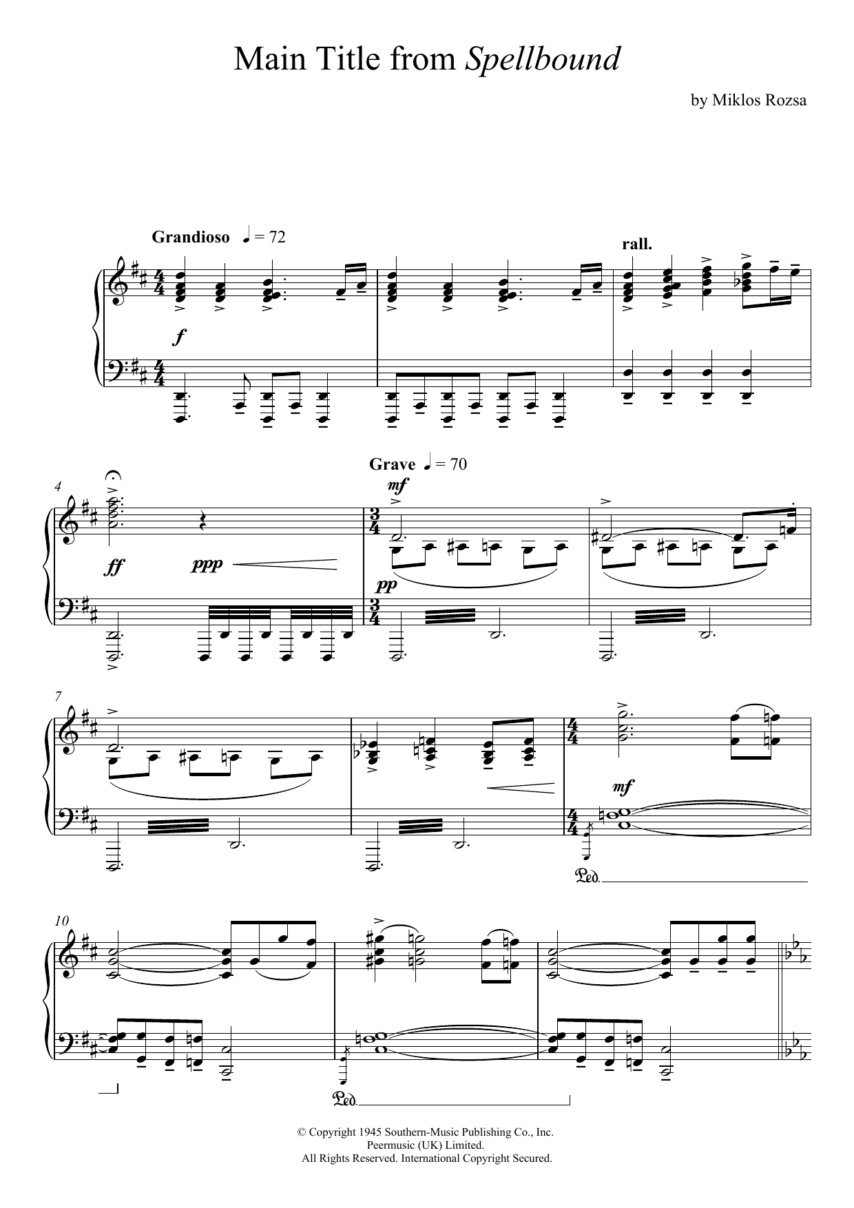 Miklos Rozsa Spellbound Sheet Music