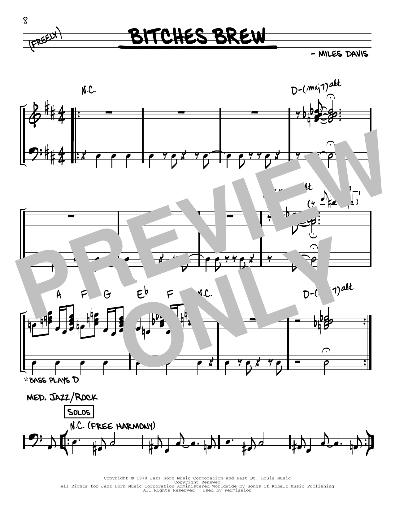 Miles Davis Bitches Brew Sheet Music