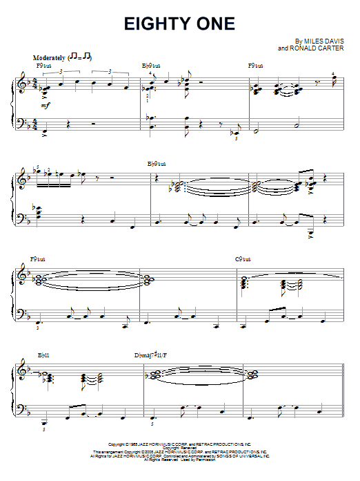 Miles Davis Eighty One Sheet Music