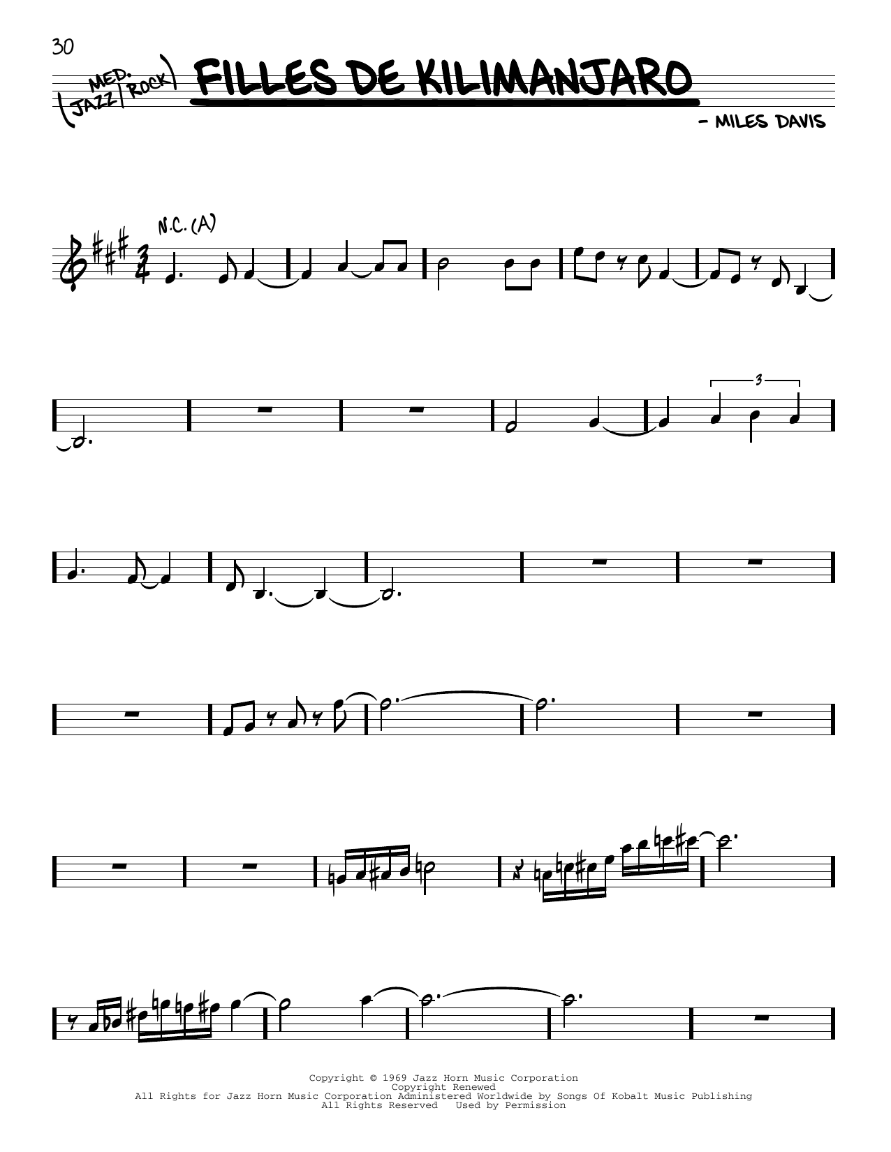 Miles Davis Filles De Kilimanjaro Sheet Music