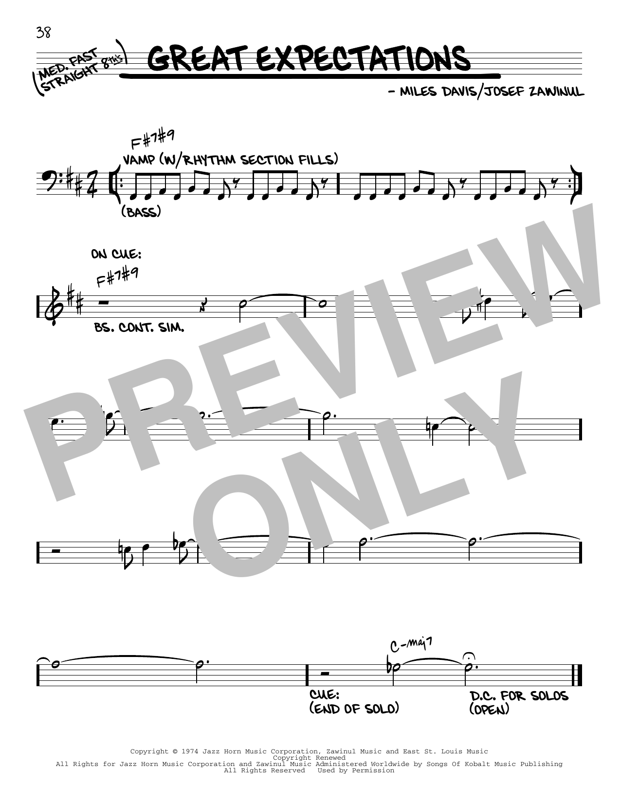 Miles Davis Great Expectations Sheet Music