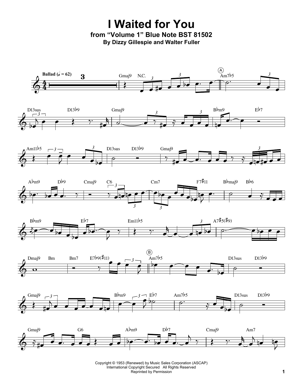 Miles Davis I Waited For You Sheet Music