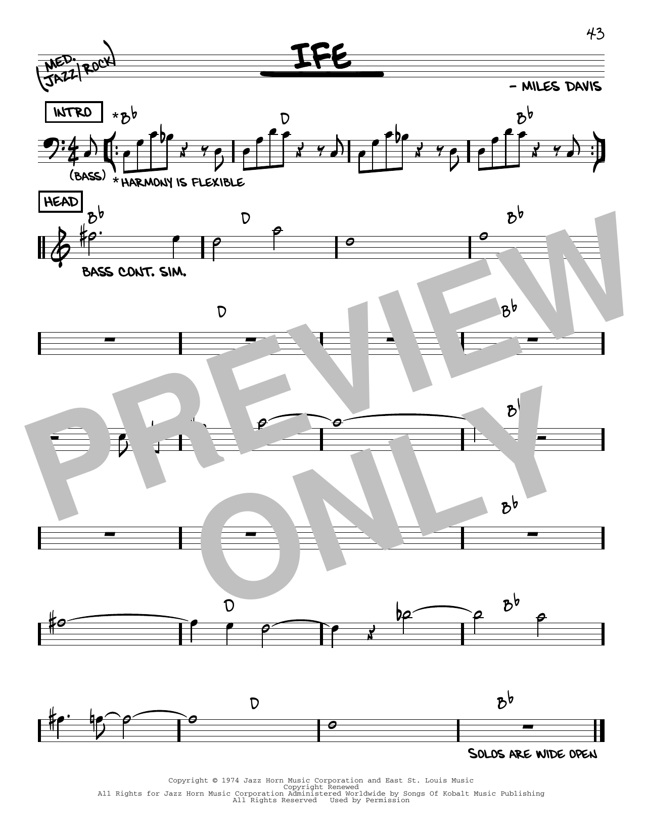 Miles Davis Ife Sheet Music