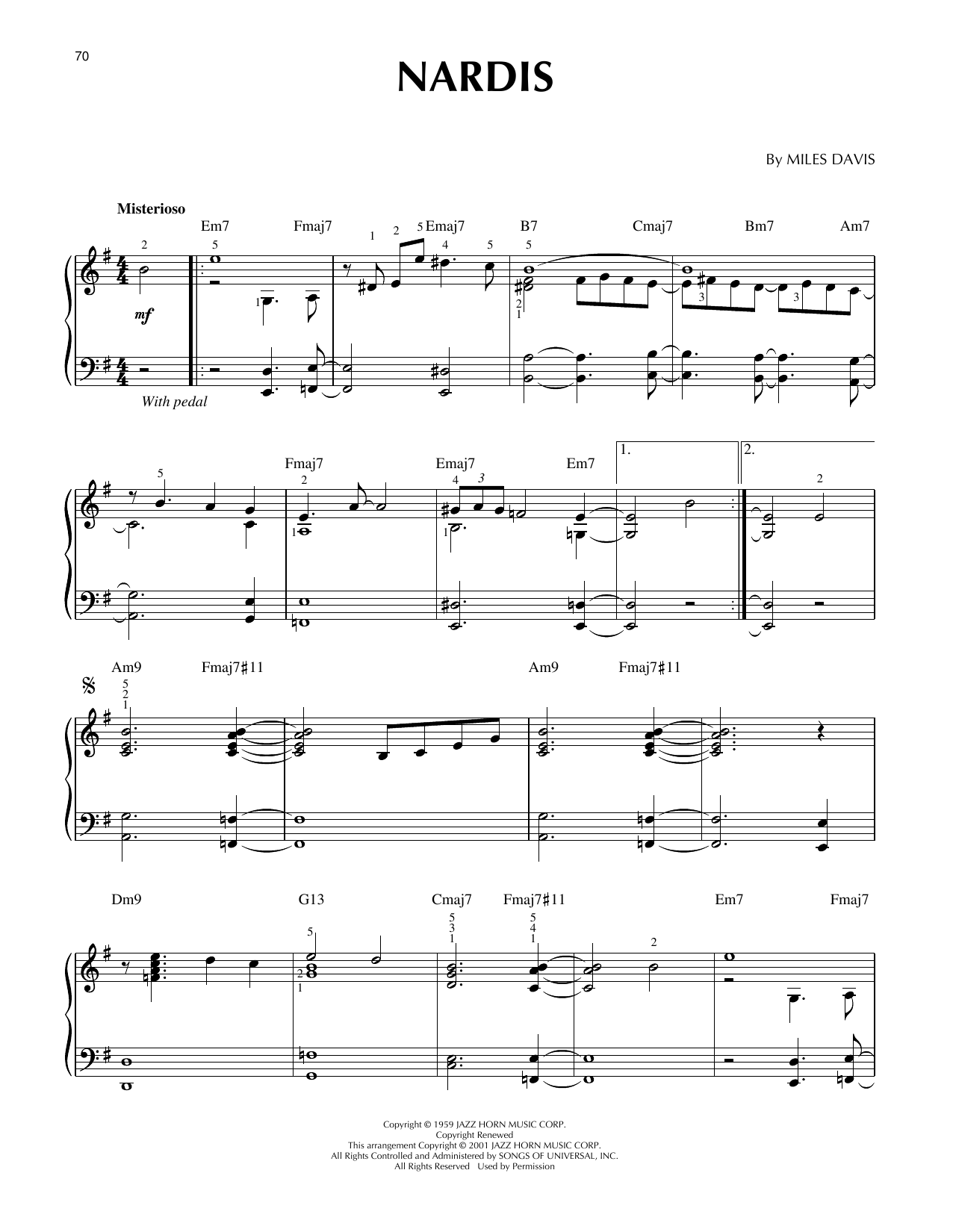 Miles Davis Nardis (arr. Brent Edstrom) [Jazz version] Sheet Music
