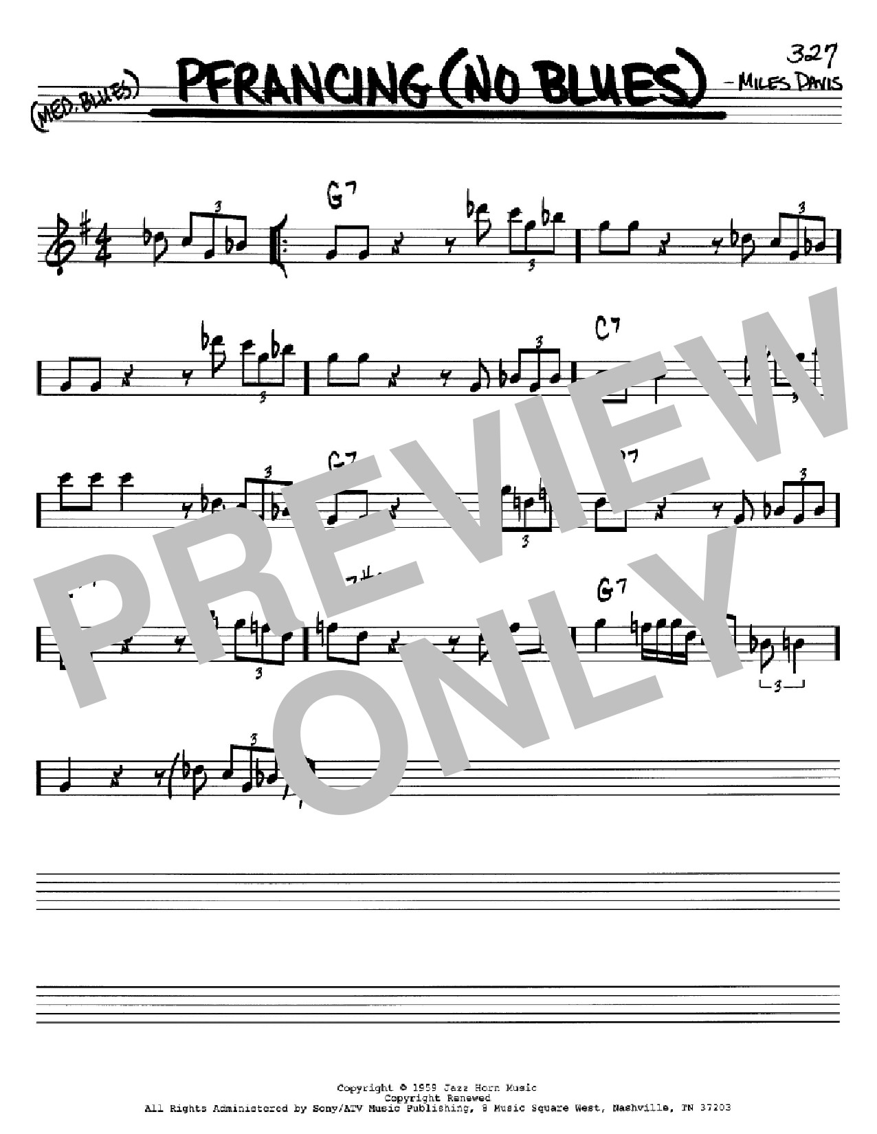 Miles Davis Pfrancing (No Blues) Sheet Music