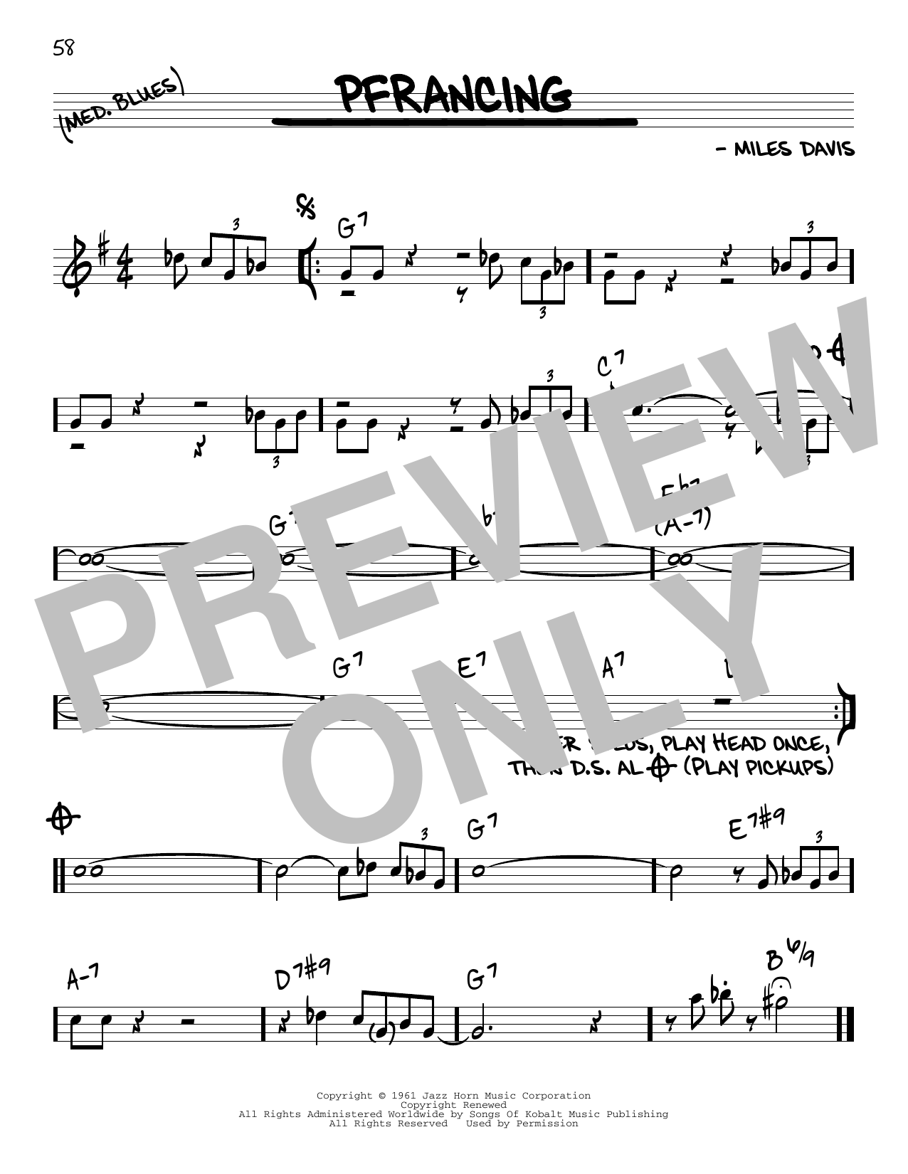 Miles Davis Pfrancing Sheet Music