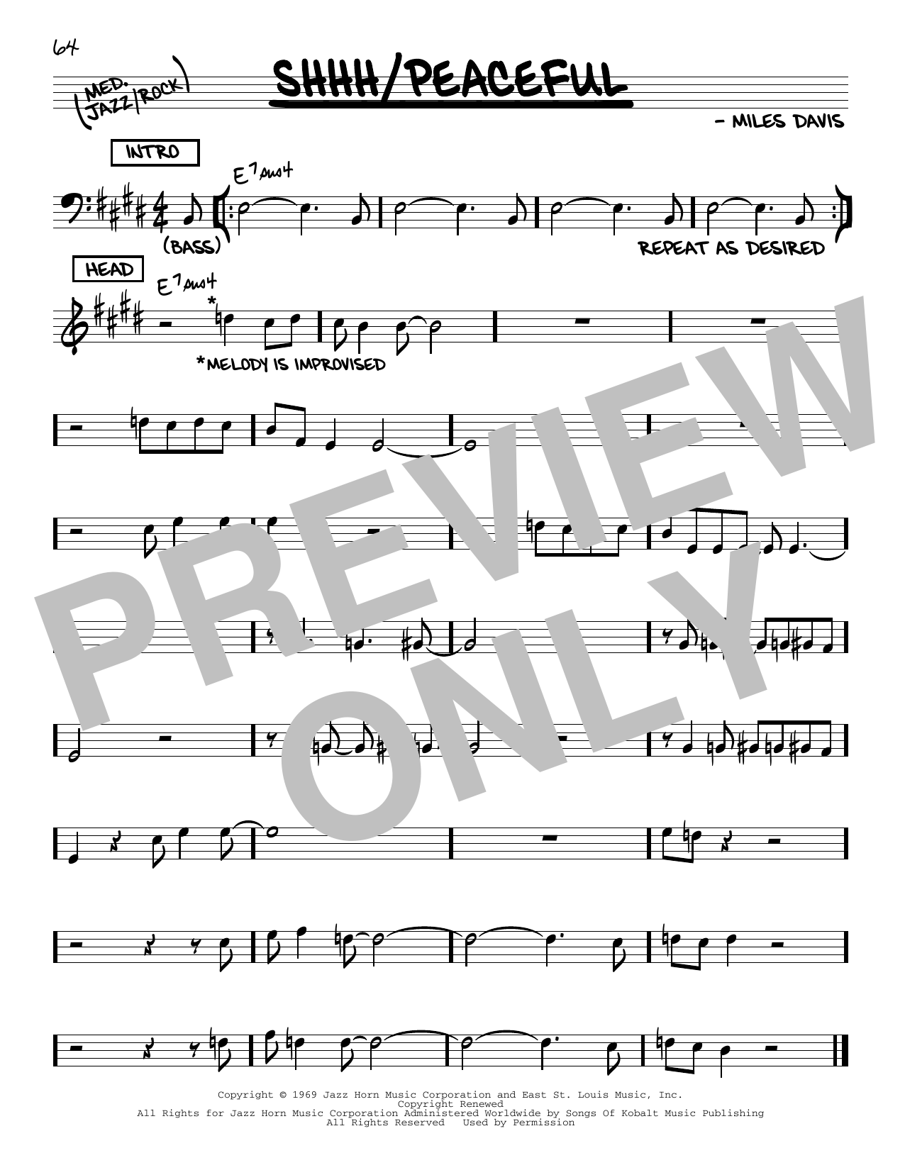 Miles Davis Shhh/Peaceful Sheet Music
