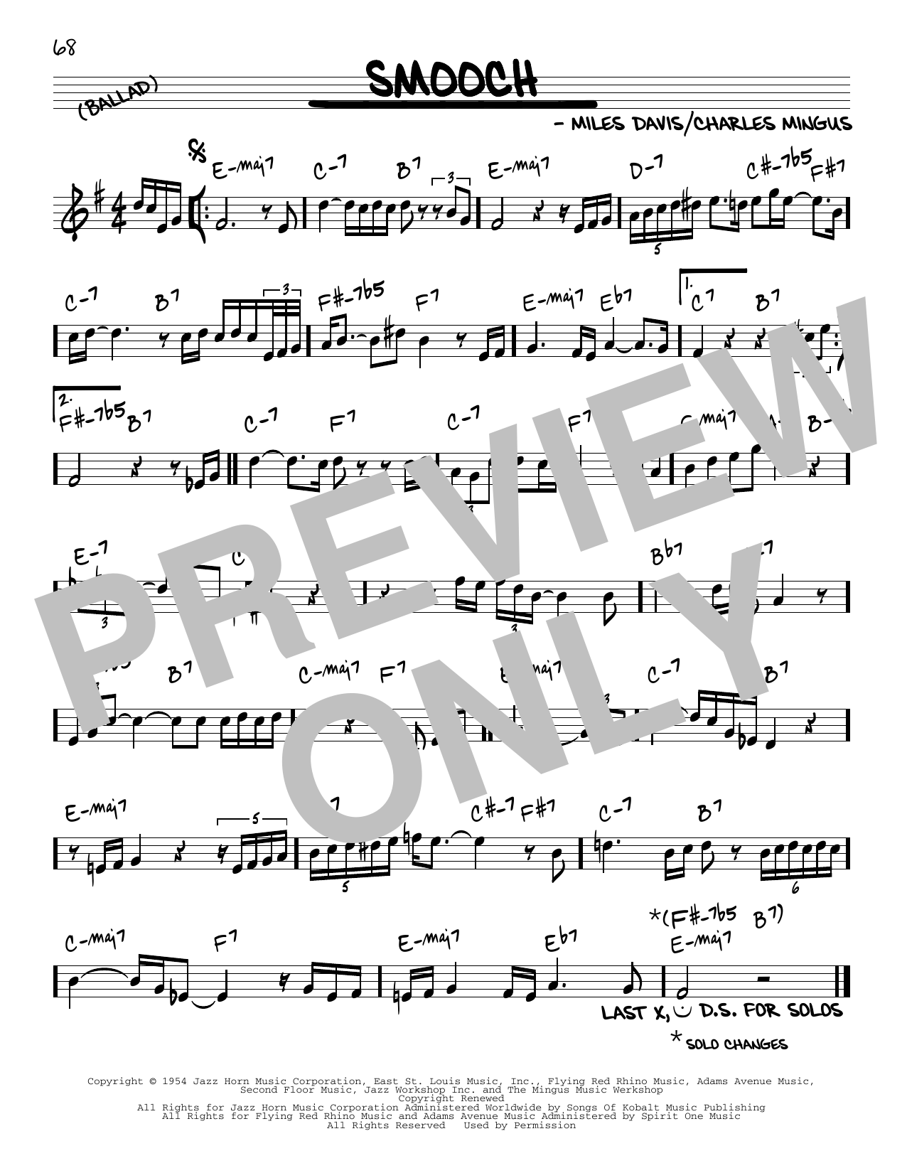 Miles Davis Smooch Sheet Music