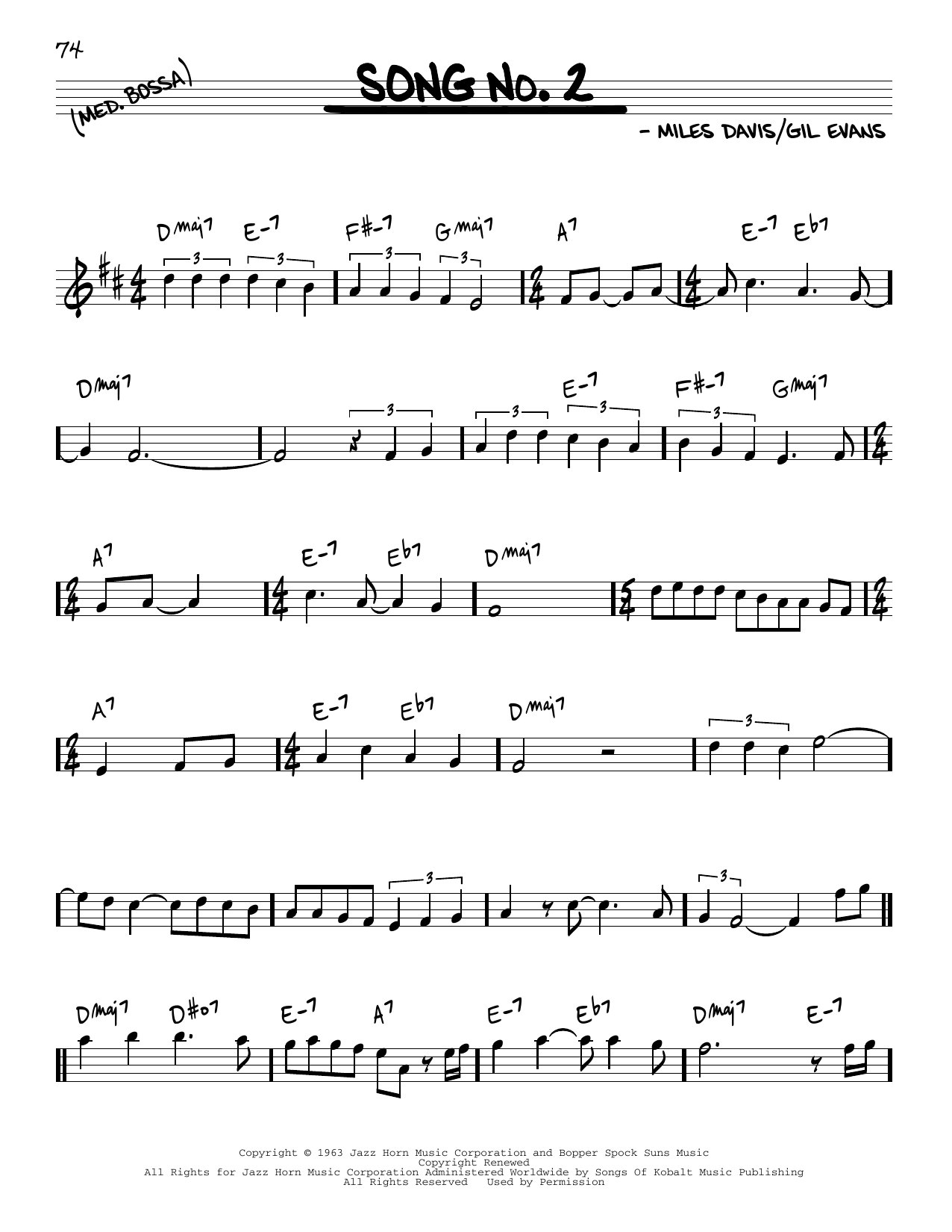 Miles Davis Song No. 2 Sheet Music