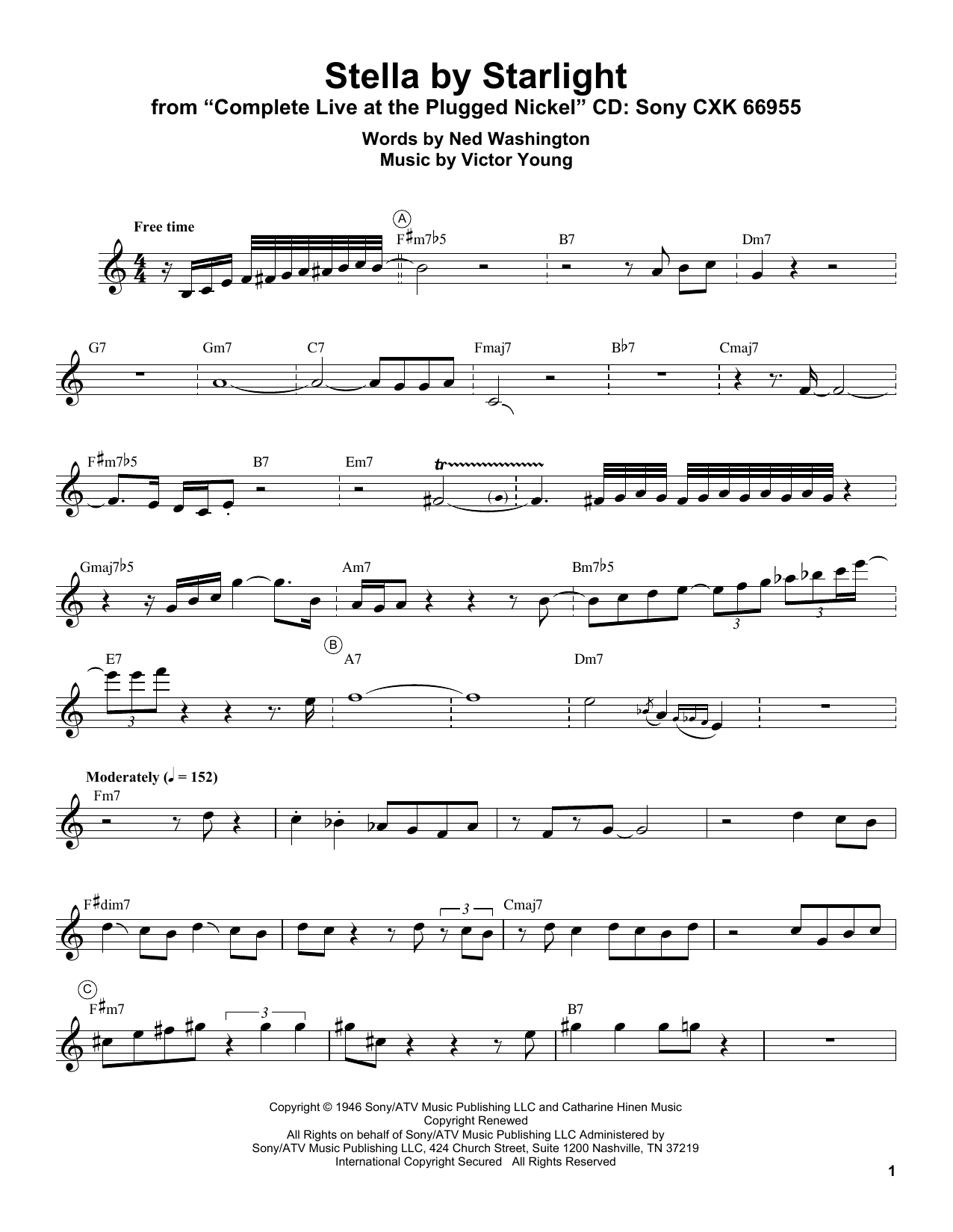 Miles Davis Stella By Starlight Sheet Music
