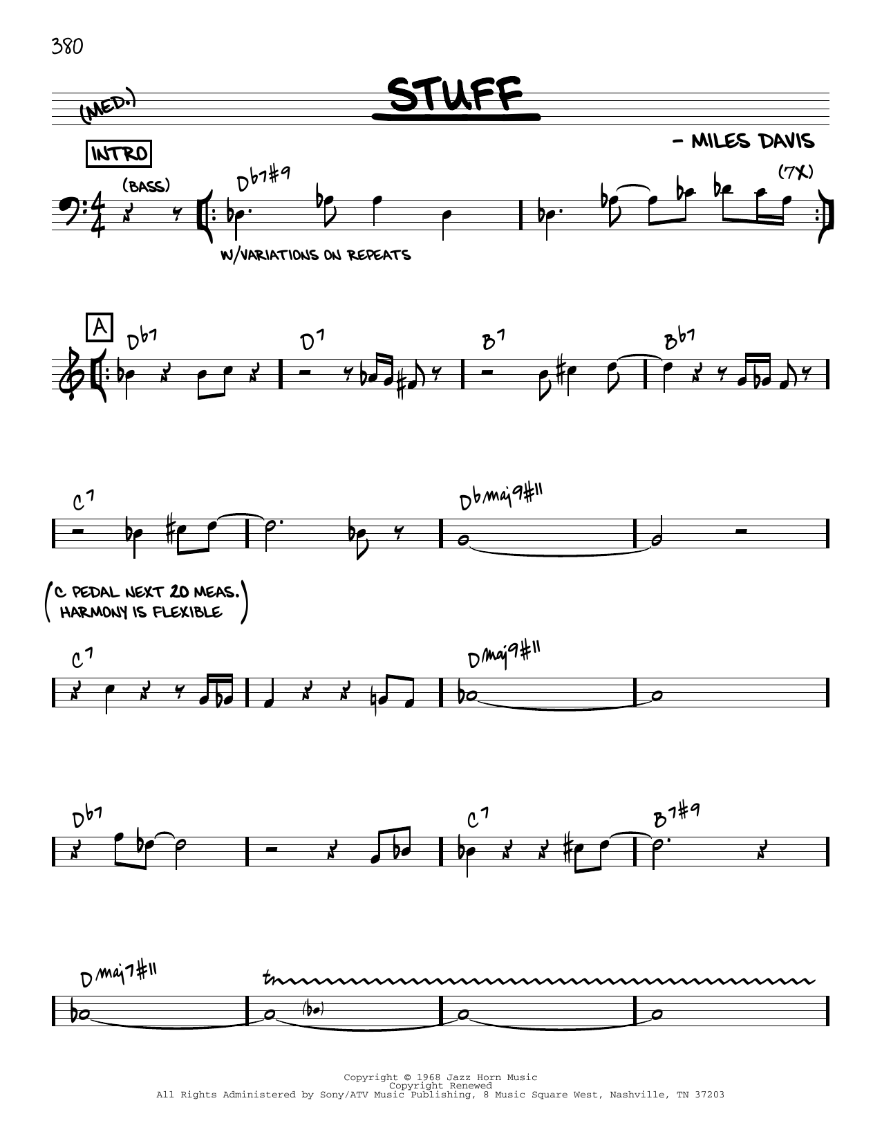Miles Davis Stuff [Reharmonized version] (arr. Jack Grassel) Sheet Music