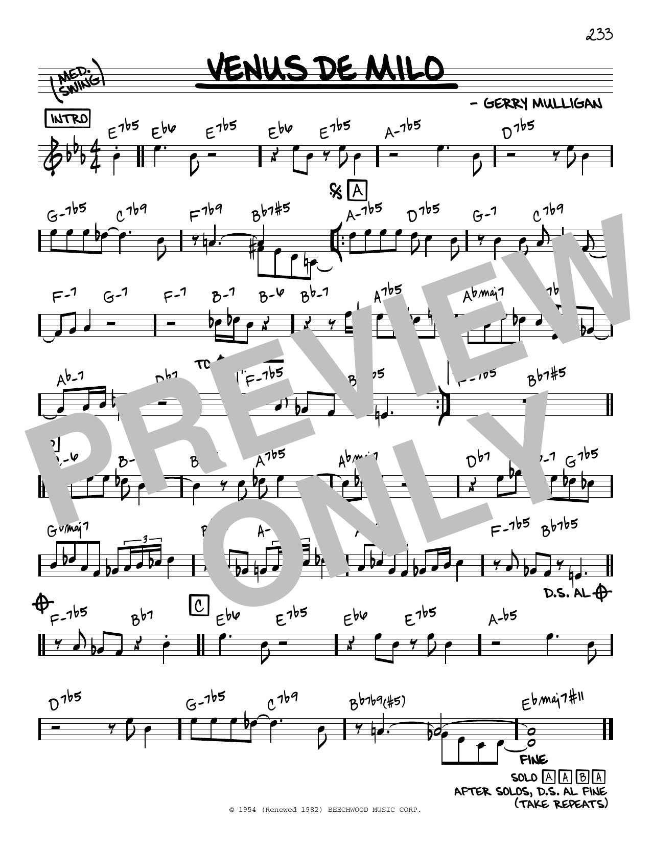 Miles Davis Venus De Milo Sheet Music