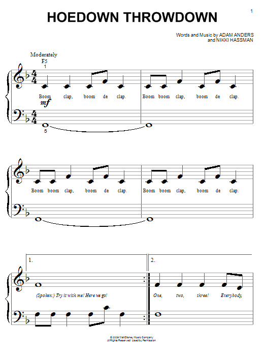 Miley Cyrus Hoedown Throwdown Sheet Music