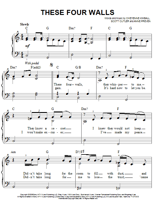 Miley Cyrus These Four Walls Sheet Music